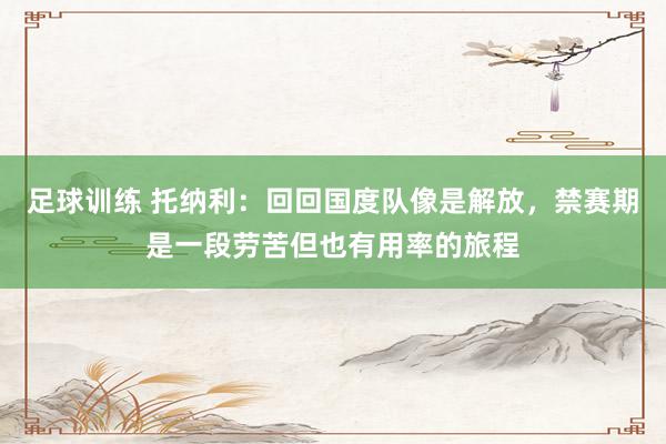 足球训练 托纳利：回回国度队像是解放，禁赛期是一段劳苦但也有用率的旅程