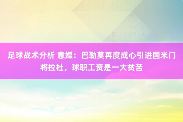 足球战术分析 意媒：巴勒莫再度成心引进国米门将拉杜，球职工资是一大贫苦