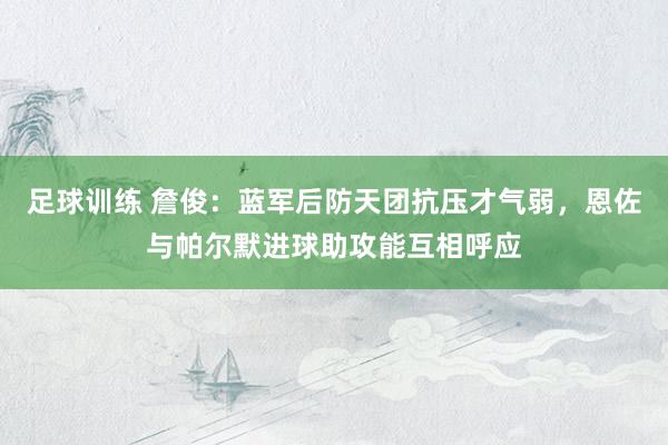 足球训练 詹俊：蓝军后防天团抗压才气弱，恩佐与帕尔默进球助攻能互相呼应